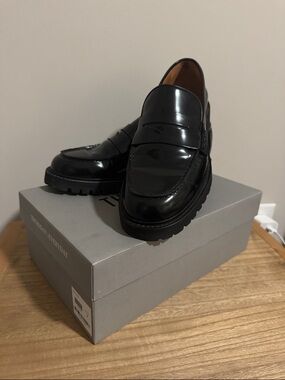 Black Patent Leather Penny Loafers by Thursday Boot Company